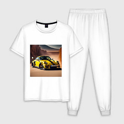 Пижама хлопковая мужская Porsche 911, цвет: белый