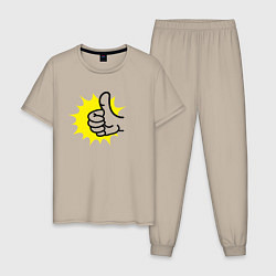Пижама хлопковая мужская Палец вверх, цвет: миндальный