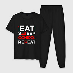 Мужская пижама Надпись eat sleep Control repeat