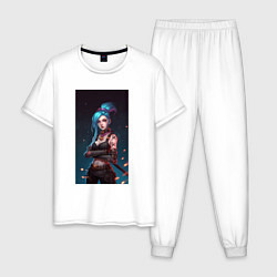 Пижама хлопковая мужская JINX Arcane League Of Legends, цвет: белый