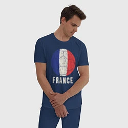 Пижама хлопковая мужская Футбол Франции, цвет: тёмно-синий — фото 2