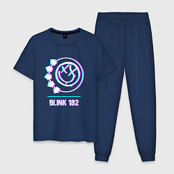 Пижама хлопковая мужская Blink 182 glitch rock, цвет: тёмно-синий