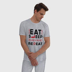 Пижама хлопковая мужская Надпись: eat sleep Elden Ring repeat, цвет: меланж — фото 2