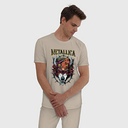 Пижама хлопковая мужская Metallica - wolfs muzzle - thrash metal, цвет: миндальный — фото 2