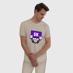 Пижама хлопковая мужская Значок болельщика SK Brawl Stars, цвет: миндальный — фото 2