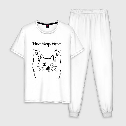 Мужская пижама Three Days Grace - rock cat / Белый – фото 1