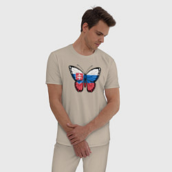 Пижама хлопковая мужская Словакия бабочка, цвет: миндальный — фото 2