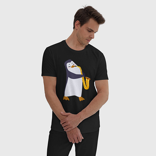 Мужская пижама Пингвин играет на инструменте / Черный – фото 3