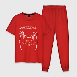 Пижама хлопковая мужская Evanescence rock cat, цвет: красный
