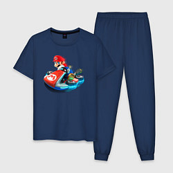 Пижама хлопковая мужская Марио на машине, цвет: тёмно-синий