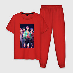 Пижама хлопковая мужская BTS art style, цвет: красный
