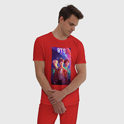 Пижама хлопковая мужская Bts anime style, цвет: красный — фото 2