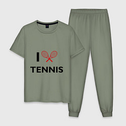 Пижама хлопковая мужская I Love Tennis, цвет: авокадо