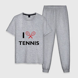 Пижама хлопковая мужская I Love Tennis, цвет: меланж