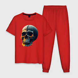 Пижама хлопковая мужская Арт череп, цвет: красный