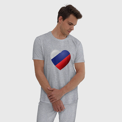 Мужская пижама Флаг России в сердце / Меланж – фото 3