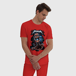 Пижама хлопковая мужская Metall skeleton, цвет: красный — фото 2