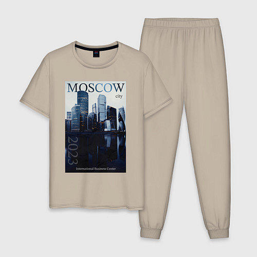 Мужская пижама Moscow city обложка журнала / Миндальный – фото 1