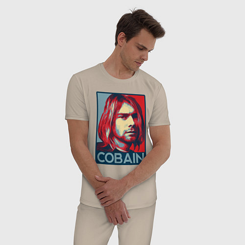 Мужская пижама Nirvana - Kurt Cobain / Миндальный – фото 3
