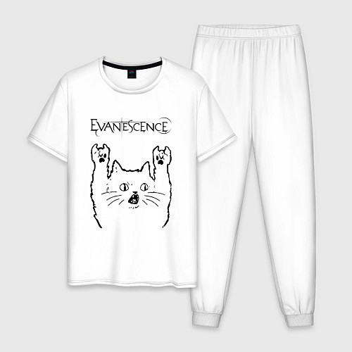 Мужская пижама Evanescence - rock cat / Белый – фото 1
