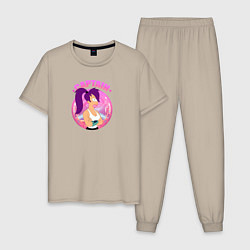 Пижама хлопковая мужская Futurama: Капитан Лила, цвет: миндальный