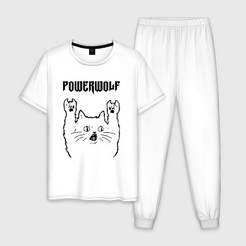 Мужская пижама Powerwolf - rock cat / Белый – фото 1