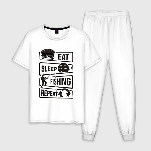Мужская пижама Eat sleep fishing repeat / Белый – фото 1
