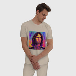 Пижама хлопковая мужская Jim Morrison Strange colors Art, цвет: миндальный — фото 2