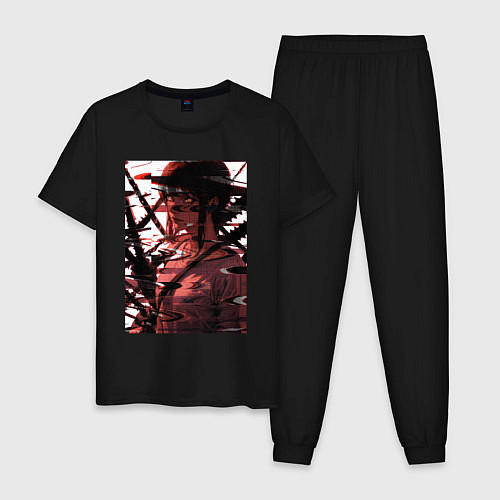 Мужская пижама Макима глитч - Человек бензопила / Черный – фото 1