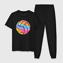 Пижама хлопковая мужская Ball color, цвет: черный