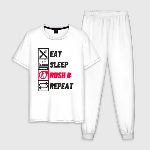 Мужская пижама Eat sleep rush b repeat / Белый – фото 1