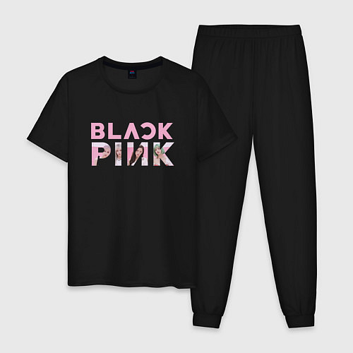 Мужская пижама Blackpink logo Jisoo Lisa Jennie Rose / Черный – фото 1