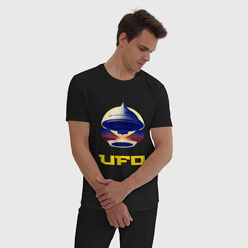 Мужская пижама Летающая тарелка НЛО / Черный – фото 3