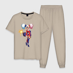 Пижама хлопковая мужская Девушка с бомбой, цвет: миндальный