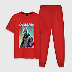 Пижама хлопковая мужская Кенгуру - Канберра - Австралия, цвет: красный