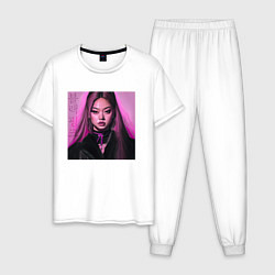 Пижама хлопковая мужская Blackpink Jennie аниме рисунок, цвет: белый