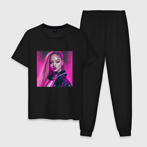 Мужская пижама Blackpink Lisa аниме рисунок / Черный – фото 1