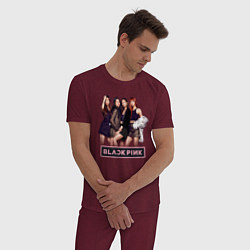Пижама хлопковая мужская Rose Blackpink kpop, цвет: меланж-бордовый — фото 2