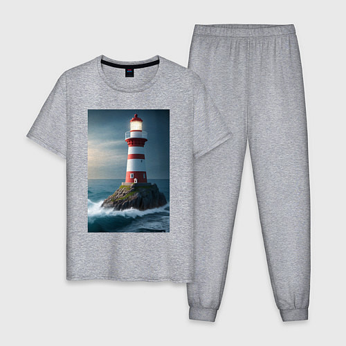 Мужская пижама Маяк в море / Меланж – фото 1