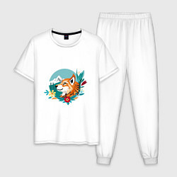 Мужская пижама Лиса и горы среди цветов