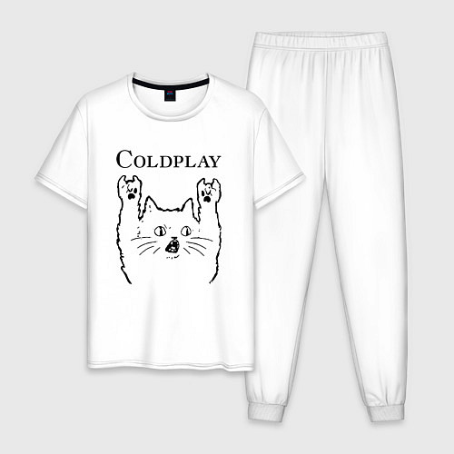 Мужская пижама Coldplay - rock cat / Белый – фото 1