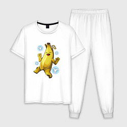 Пижама хлопковая мужская Банан с В-баксами Фортнайт, цвет: белый