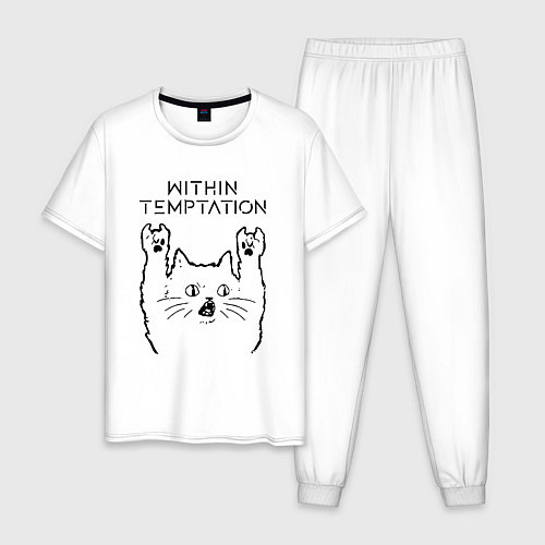 Мужская пижама Within Temptation - rock cat / Белый – фото 1