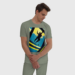 Пижама хлопковая мужская Два парашютиста, цвет: авокадо — фото 2