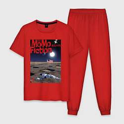 Пижама хлопковая мужская MoMo - Первые на Луне, цвет: красный