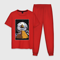 Пижама хлопковая мужская Alien UFO, цвет: красный