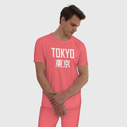 Пижама хлопковая мужская Japan - Tokyo, цвет: коралловый — фото 2