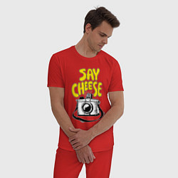 Пижама хлопковая мужская Cheese photo camera, цвет: красный — фото 2