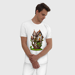 Пижама хлопковая мужская Многоэтажный сказочный домик, цвет: белый — фото 2