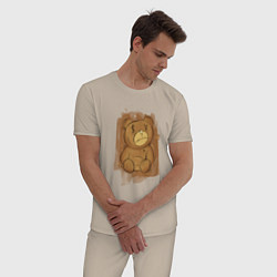 Пижама хлопковая мужская Злой мишка, грустный медведь, цвет: миндальный — фото 2